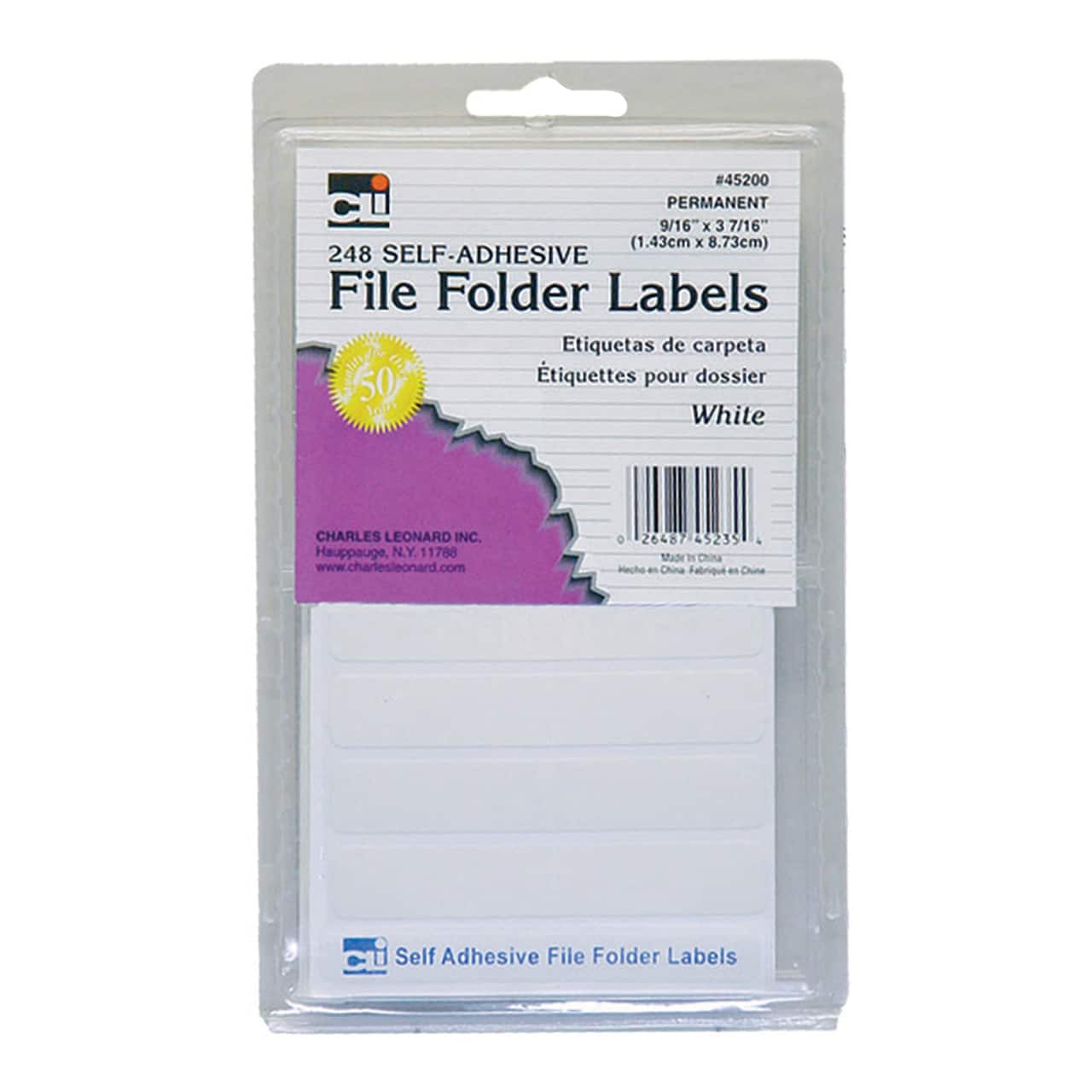 Charles Leonard File Folder Labels, 18 Packs of 248